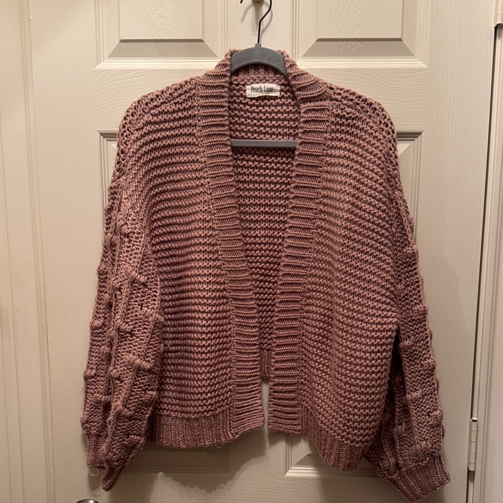 Peach Love California Mauve Knit Cardigan